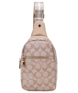 Oval Pattern Print Sling Bag FT-1072 TAUPE